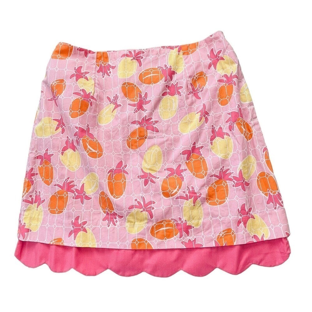 Vintage Lilly Pulitzer Size 4 Skirt Spanish Tiles Bermuda Pink Scalloped Hem